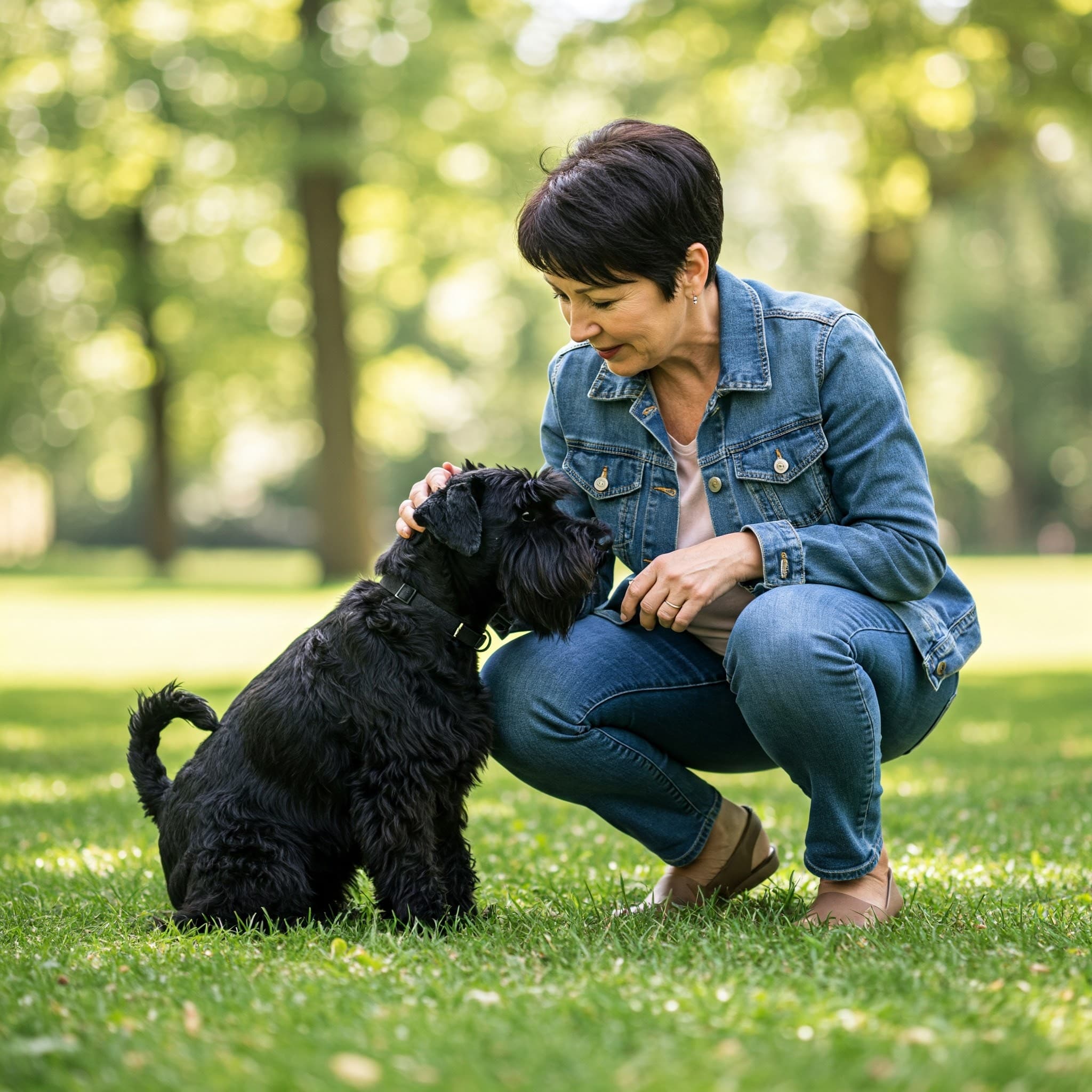 Owner with Miniature Schnauzer